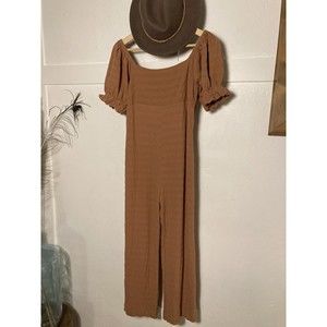 Bohme Linen Cotton Cropped Leg Loose Boho Jumpsuit Clay Color Women’s Sz Sm